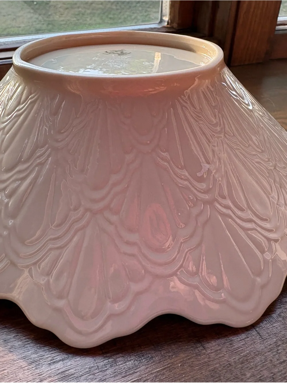 Lenox White Embossed Ceramic Serving Bowl with Gold Trim